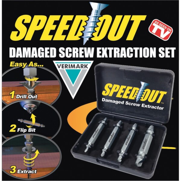SPEED OUT ชุดเครื่องมือถอนหัวน็อต สกรู ตะปู 4ตัว
