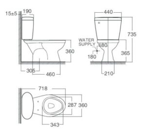 สุขภัณฑ์แยกชิ้น TF-2393NW Cozy