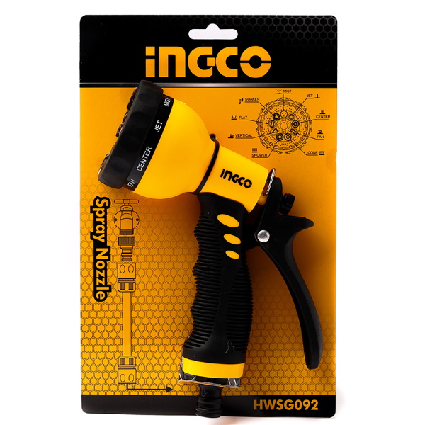 INGCO หัวฉีดน้ำพลาสติก ปรับได้ 9รูปแบบ HWSG092