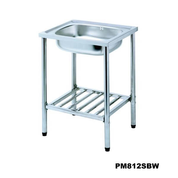 อ่างซิงค์1หลุมPREMA ขาตั้ง สะดือB PM812SBW