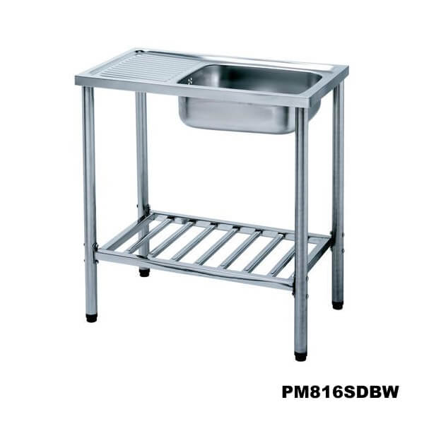 อ่างซิงค์1หลุมPREMA มีที่พักจาน+ขาตั้ง สะดือB PM816SDBW