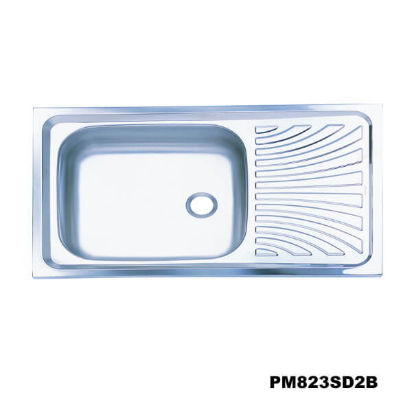 อ่างซิงค์1หลุม(เจาะ2รูก๊อก)สะดือB มีที่พักจาน PM823SD2B