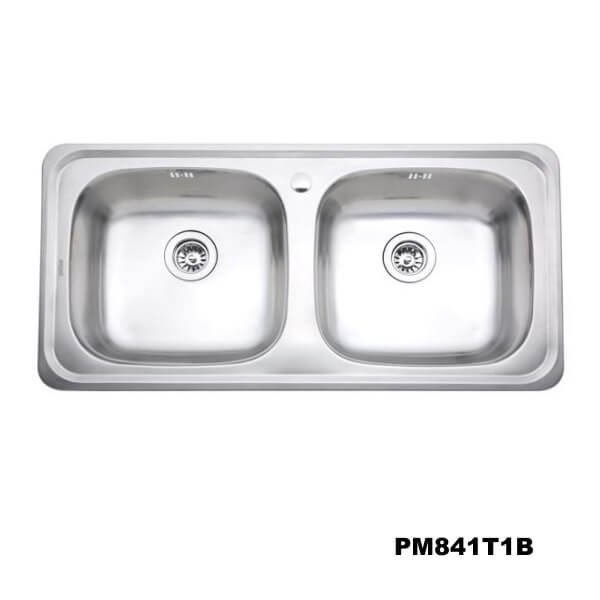 อ่างซิงค์2หลุม(เจาะ1รูก๊อก) สะดือB-PM841T1B