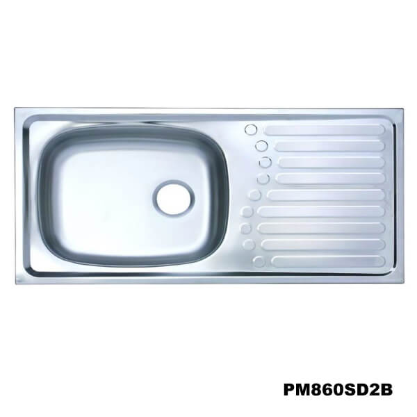 อ่างซิงค์1หลุม(เจาะ2รูก๊อก)สะดือB มีที่พักจาน PM860SD2B