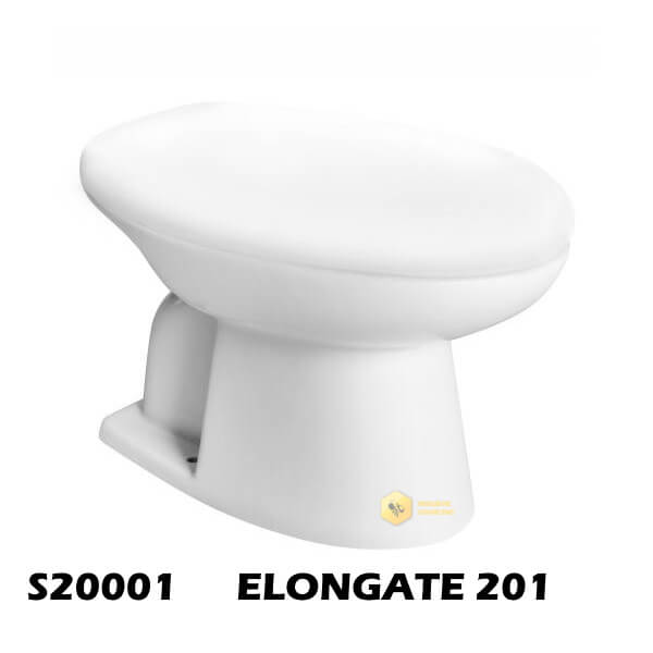 สุขภัณฑ์นั่งราบราดน้ำ PF ELONGATE 201 สีขาว
