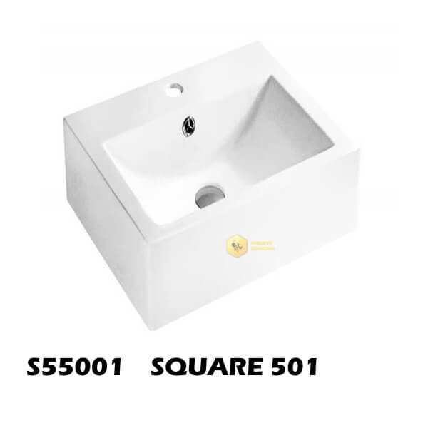อ่างล่างหน้าวางบนเคาน์เตอร์ทรงเหลี่ยม S55001