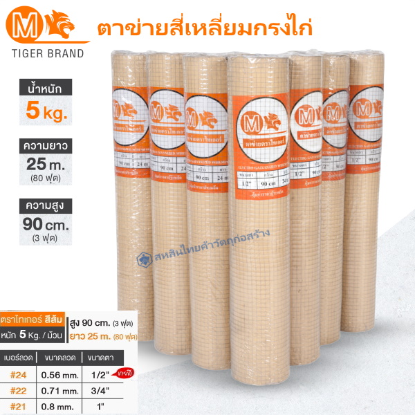 ตาข่ายสี่เหลี่ยมกรงไก่ 5kgx25m