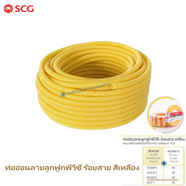 ท่ออ่อนลายลูกฟูกพีวีซี-ร้อยสาย-เหลือง