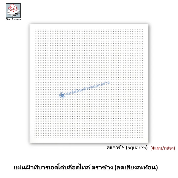 แผ่นฝ้าทีบาร์เอคโค่บล็อคไทล์ สแควร์5 บังใบ 585x585x12มม. 4P