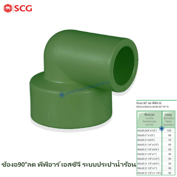 ข้อต่อข้องอ 90 ลด พีพีอาร์-น้ำร้อน