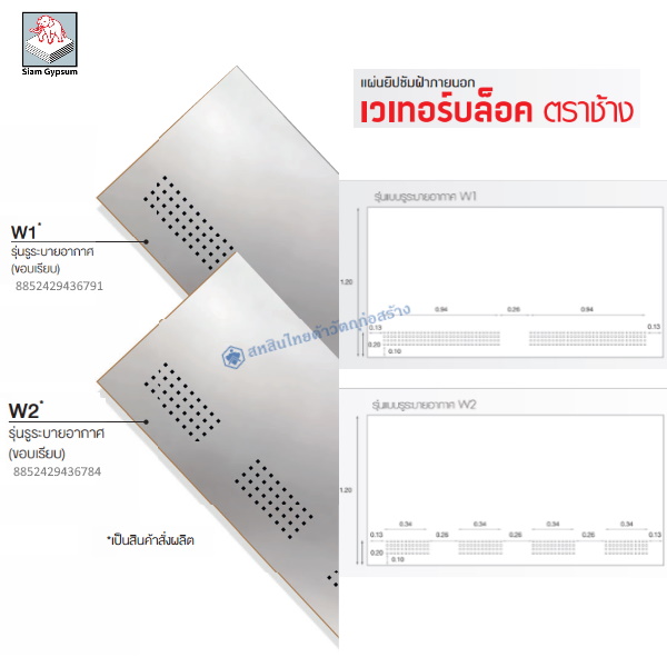 แผ่นยิปซัมเวเทอร์บล็อค ระบายอากาศ 9มม.